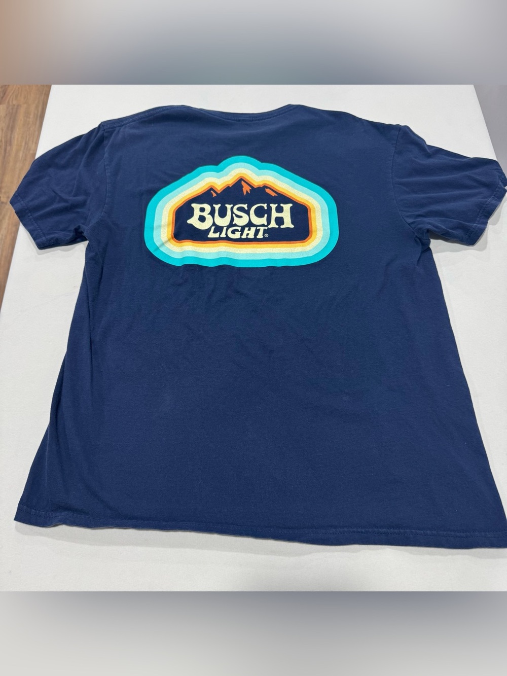 Busch Light Men's Navy Blue Graphic Tee - Retro Mountain Logo